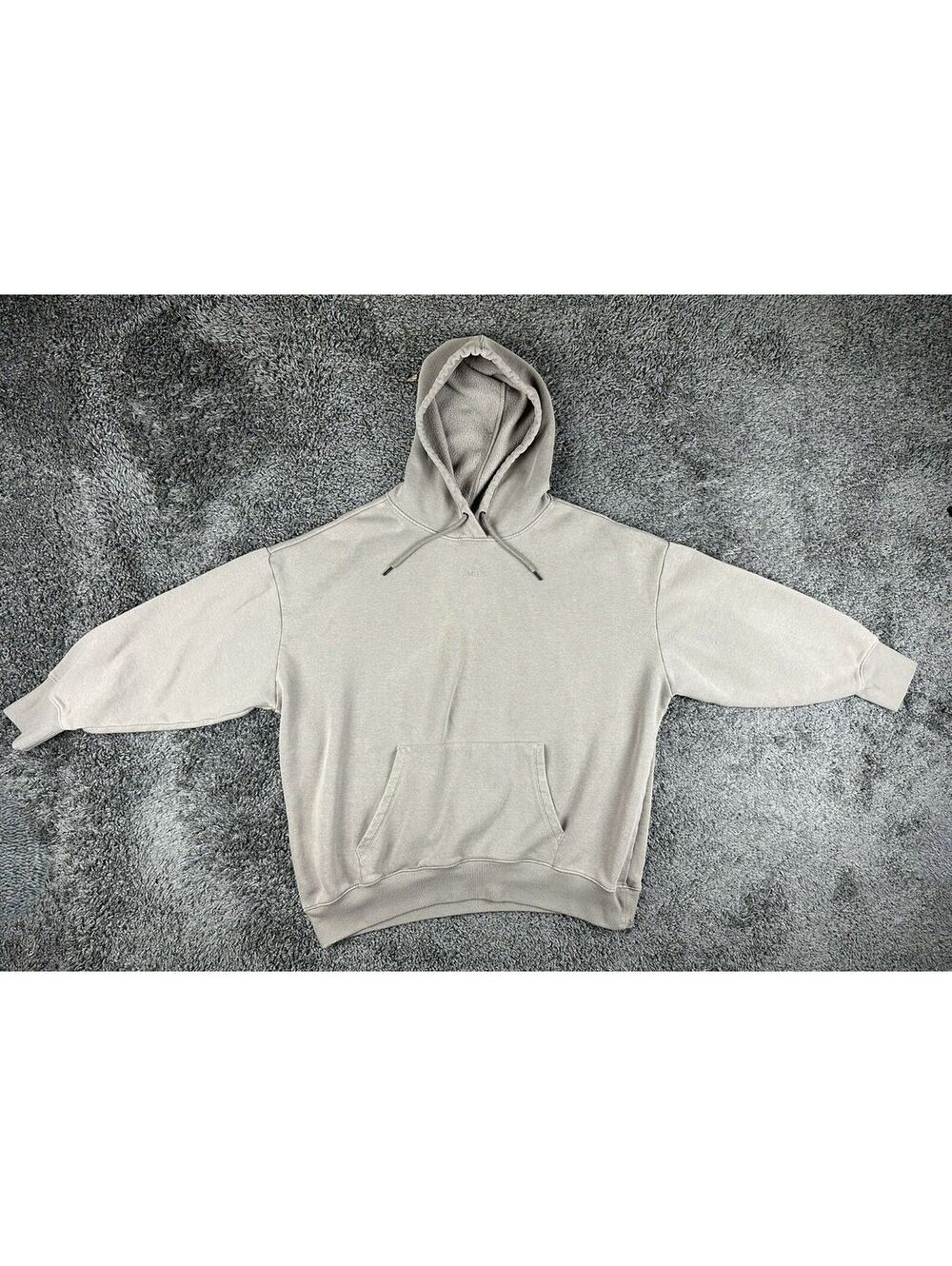 Reebok Mens XXL Light Grey Center Logo Oversized Pullover Hoodie